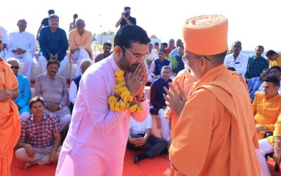 Today, got the privilege to be present in the first pillar installation ceremony of construction of new temple at BAPS Shri Swaminarayan Temple, Surendranagar.